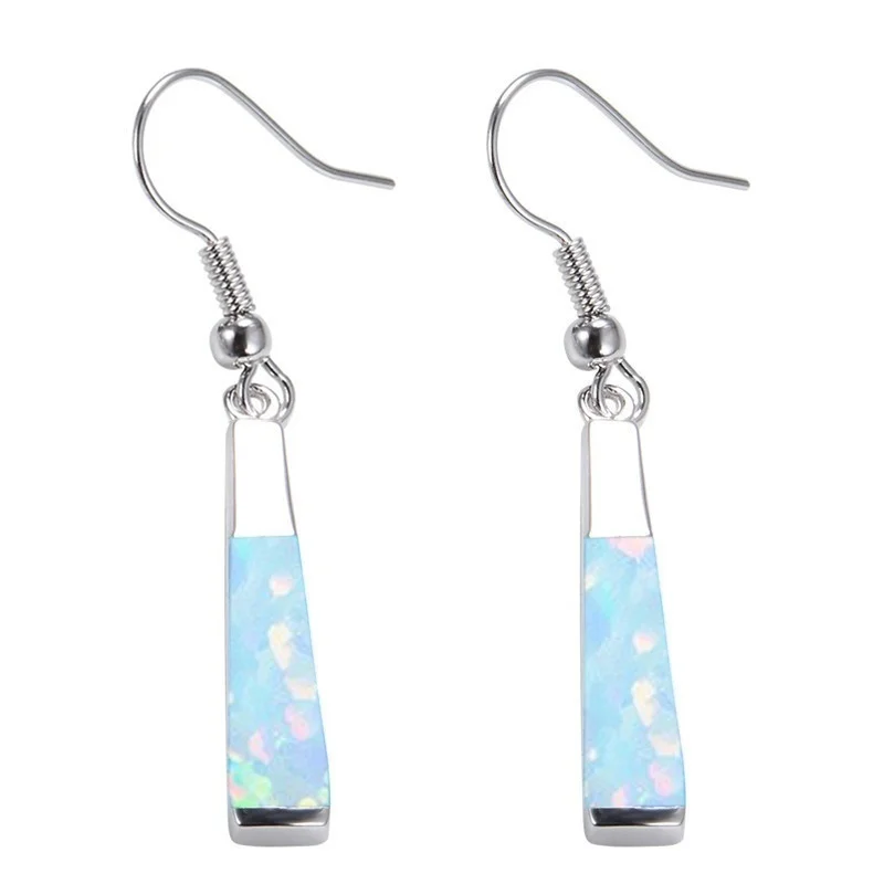 

Simple Geometric Long Dangle Earrings Cute Blue Imitation Fire Opal Earrings For Women Accessories Jewelry Statement Girl Gift