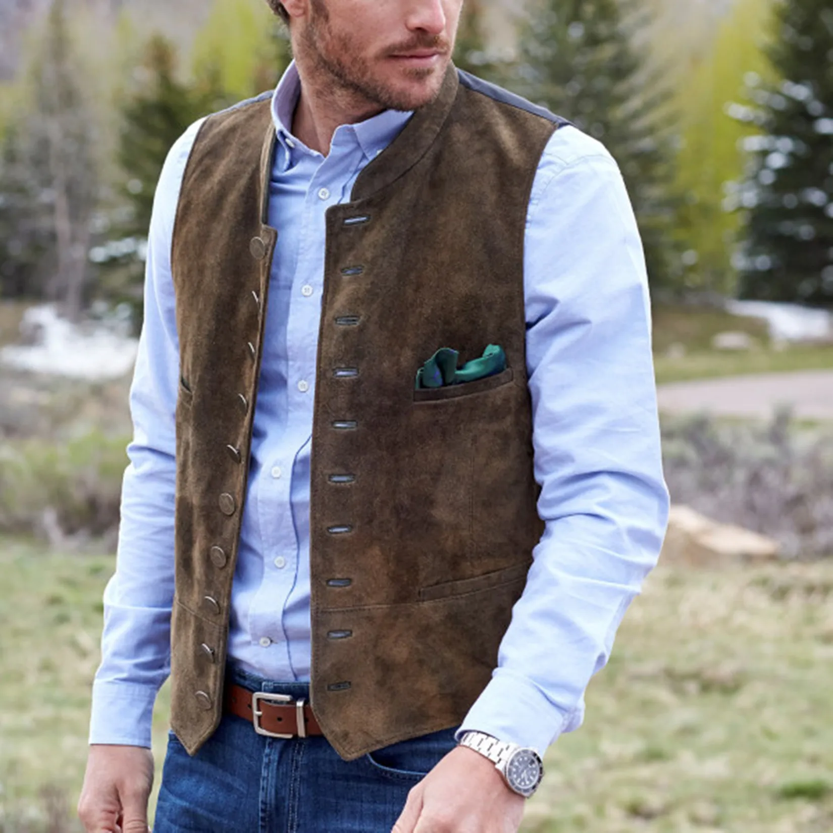 Men's Deerskin Velvet 10-button Suit Vest Best Man Wedding Clothing Jacket Victorian Style Steampunk Casual Business Vest