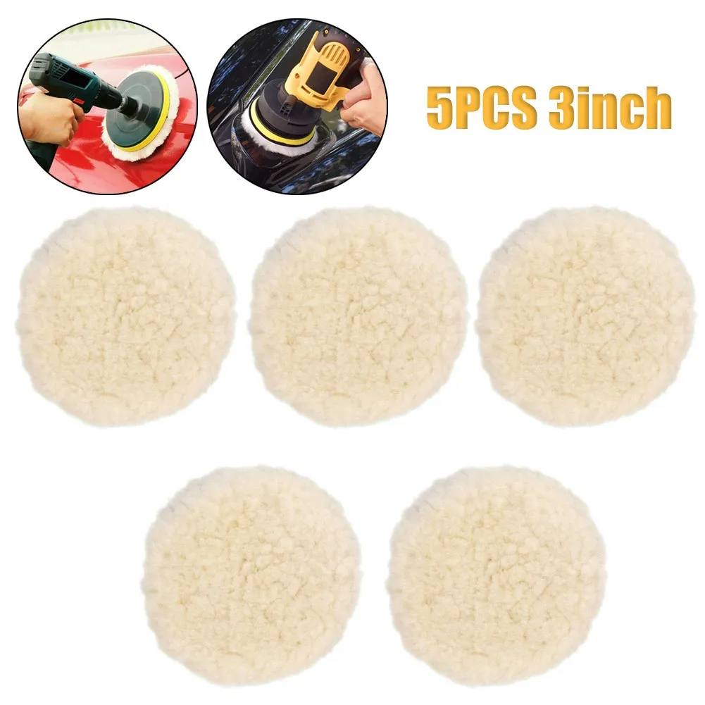 

5PCS 3inch Polisher Woolen Sponge Waxing Buffing Polishing Pads Car Buffer Plate Polisher Tools