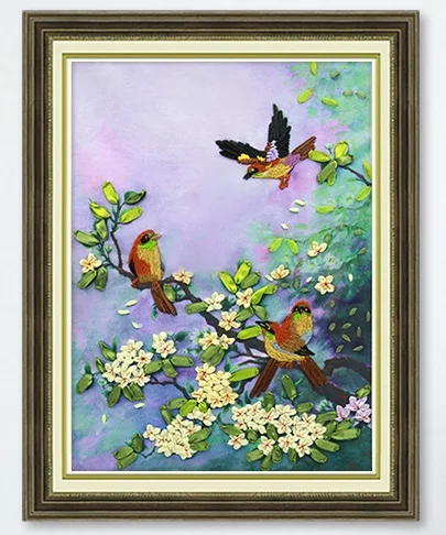 Необработанные узоры сделай сам наборы для рукоделия вышивка-птицы играют 55*40 см