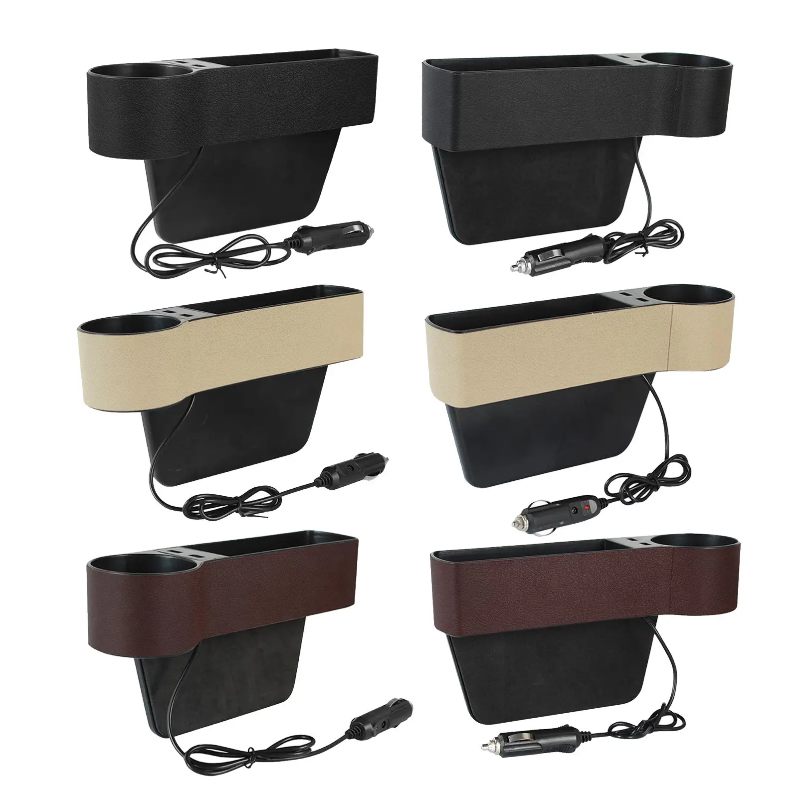 

Gap Filler Storage Box Organizer with 2 USB Charger Port & Cup Holder
