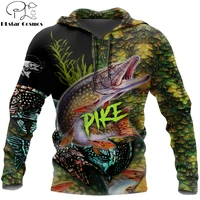 pike fishing on skin 3d printed fashion mens hoodie harajuku streetwear pullover autumn unisex casual jacket tracksuit dw0161