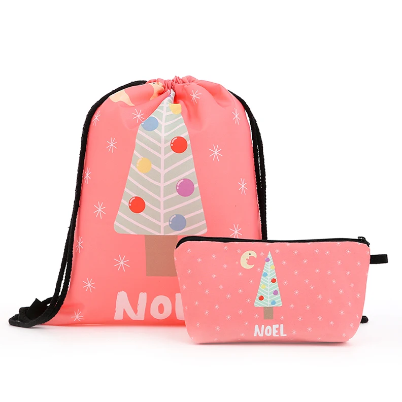 

backpack drawstring Christmas Cosmetic Suit drawstring fashion printing travel softback men bags unisex Women's shoulder new