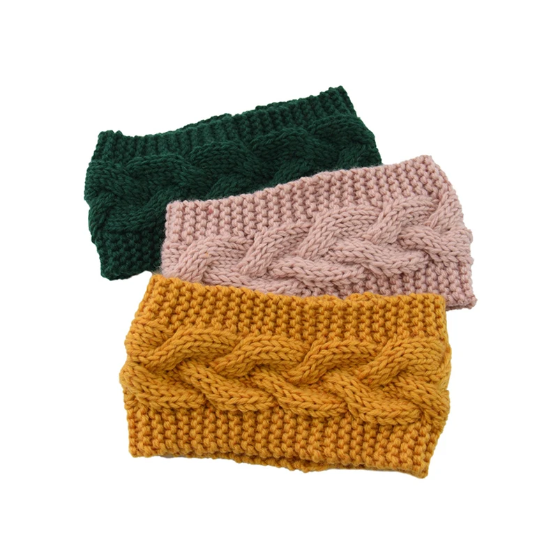 

Solid Color Knitting Headband Turban Winter Warm Ear Crochet Hairbands for women Girls Wide Stretchy Headwraps Hair Accessories
