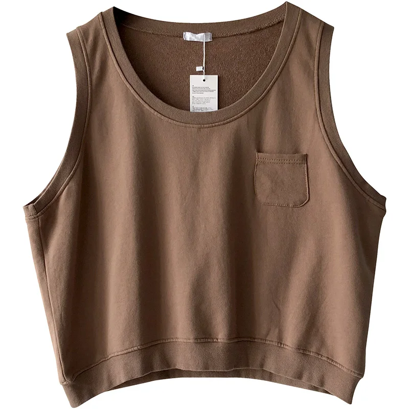 

Women Spring Autumn Fashion Japan Harajuku Simple Style Round Neck Solid Color Sleeveless Waistcoat Female Casual Oversized Vest