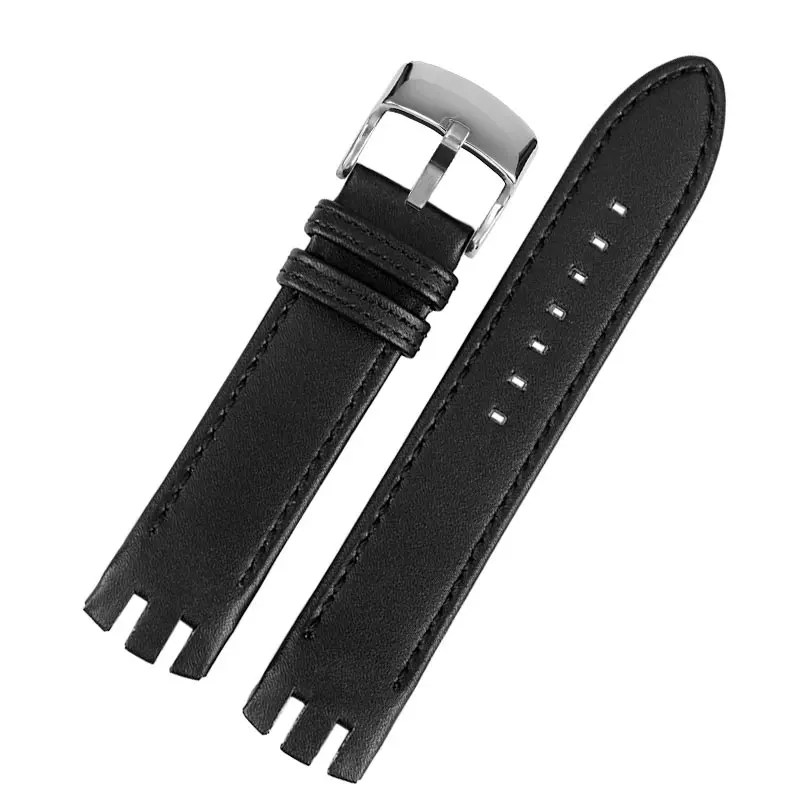 Leather Double notched wristband for swatch Leather watchband yts401402409713ytb400 watch strap 20mm men's men's watch chain