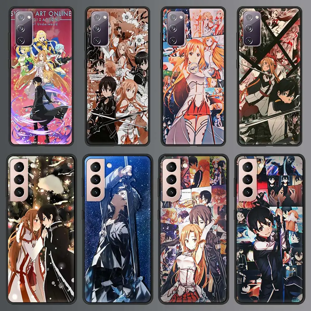 

Чехол с изображением меча из аниме «Искусство Онлайн», мягкий черный чехол из ТПУ для Samsung Galaxy S21 Ultra S20 FE S10 S9 Plus S10E S8