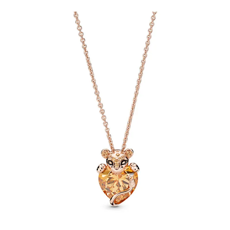 

Lioness & Love Heart Pendant Necklaces for Women Rose Golden Chain Necklaces Summer Fashion Choker Statement Necklace Jewelry