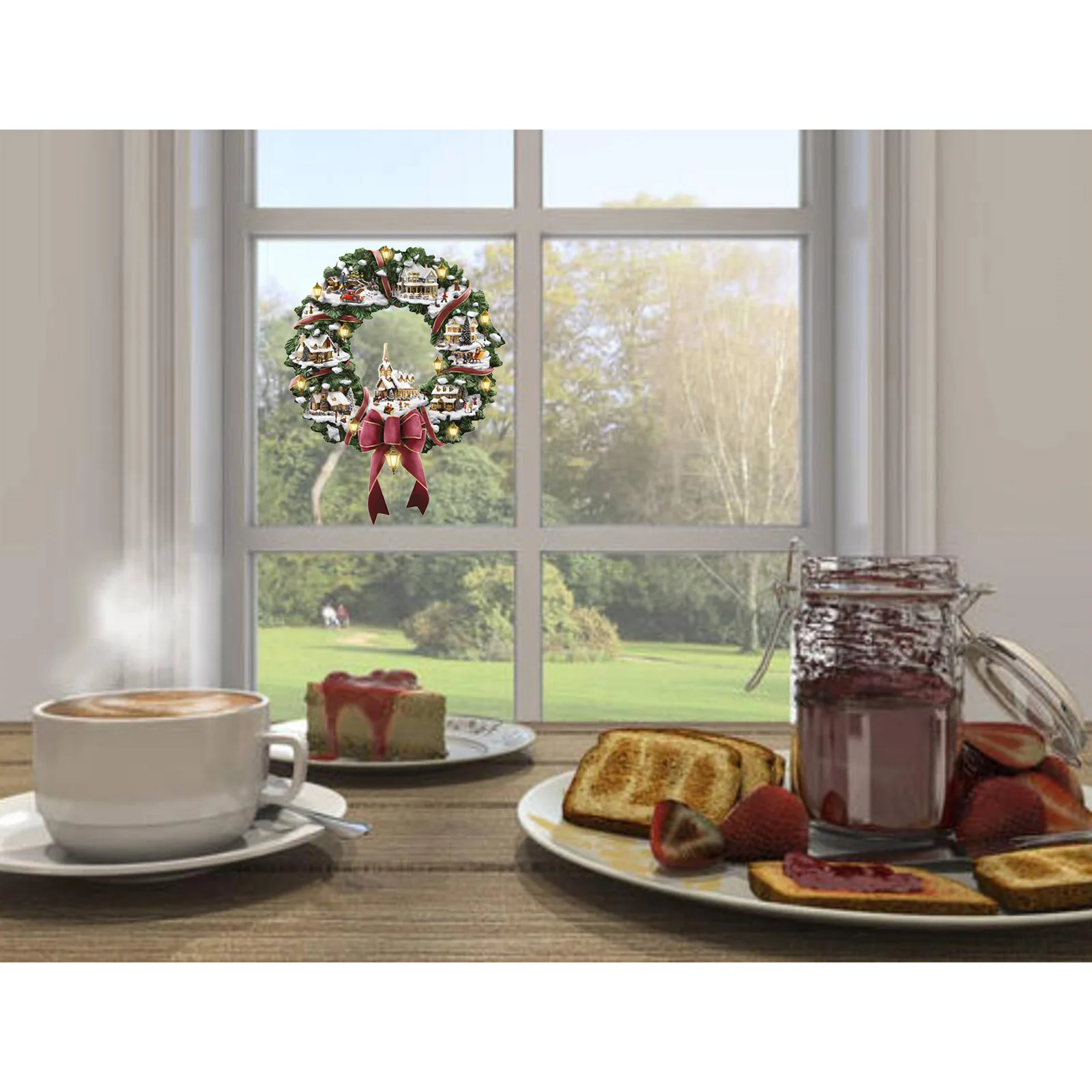 

Reusable Christmas Window Stickers Carving Church Decorative Orneme