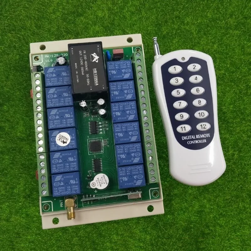 AC 110V 220V 250V 12CH дистанционного Управление переключатель освещения 12 канал 10A реле 220V приемо-промышленного уровня 12 Кнопка передатчика