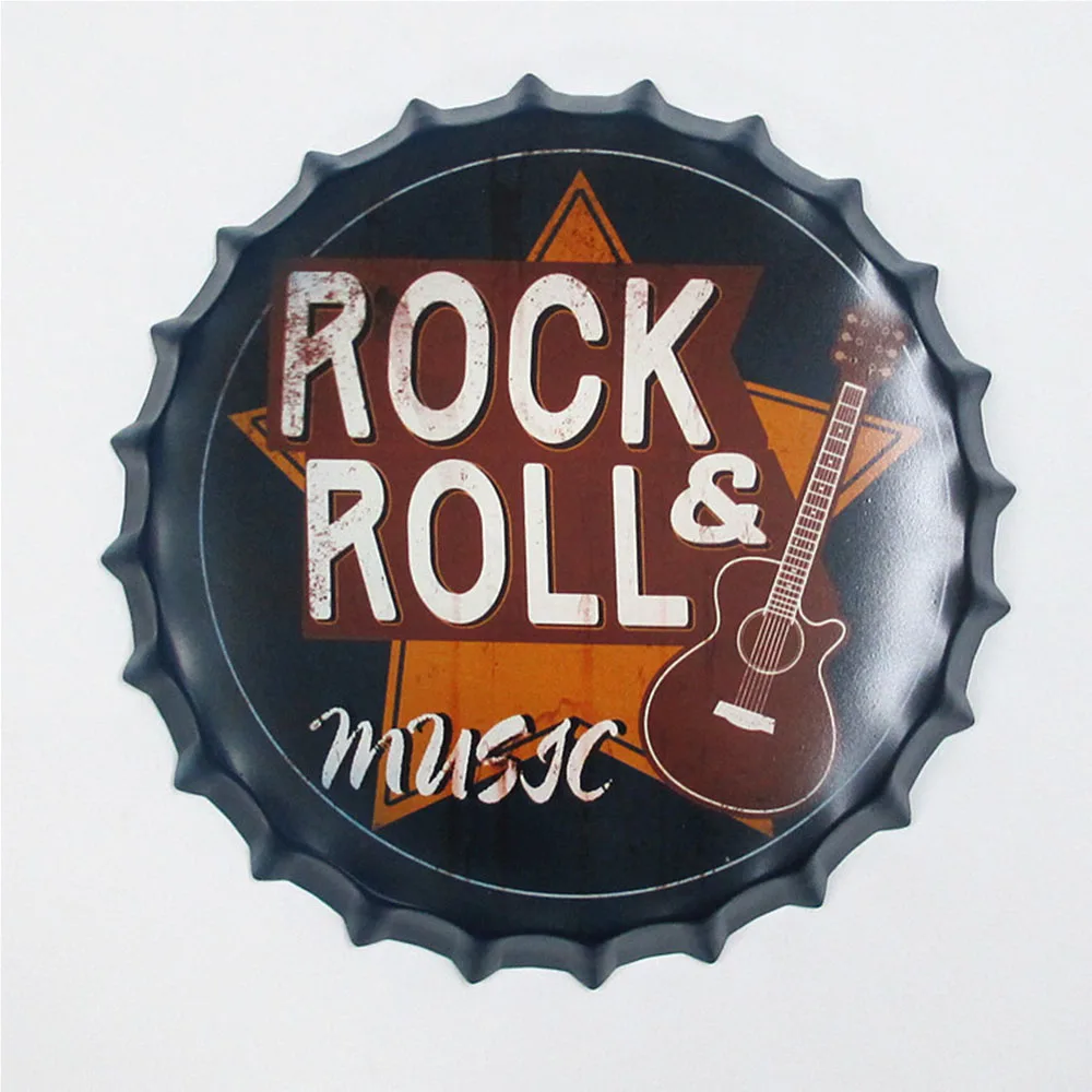 Bottle Cap Metal Tin Signs Plates Beer/Drink/football/Cafe Retro Decoration Wall Art Plaque Vintage Home Decor Poster 35cm