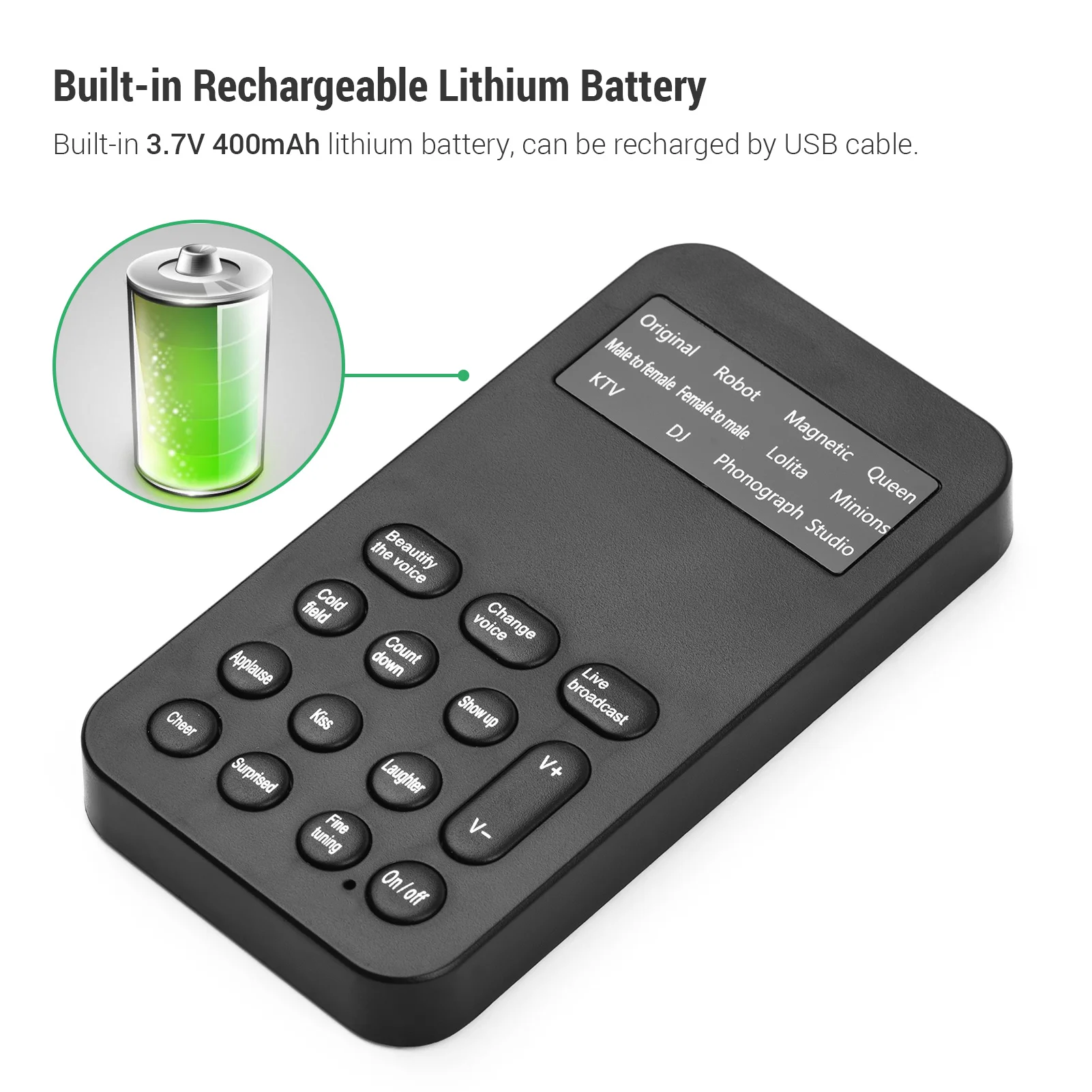 

Mini Voice Changer Device Sound Effects Machine Microphone Sound Changer 3.5mm Interface for Live Streaming Online Singing Game