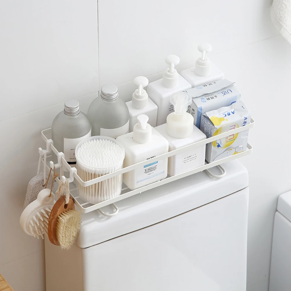 

Wrought Iron Wall-mounted Storage Rack For Bathroom Wall Organizer Free Perforation Kitchen Toilet Storage Rack Organizer Rack