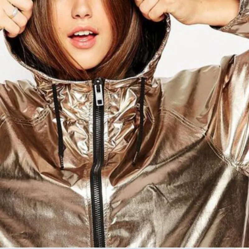 Новинка женские толстовки куртки пальто в стиле хип-хоп золотистый