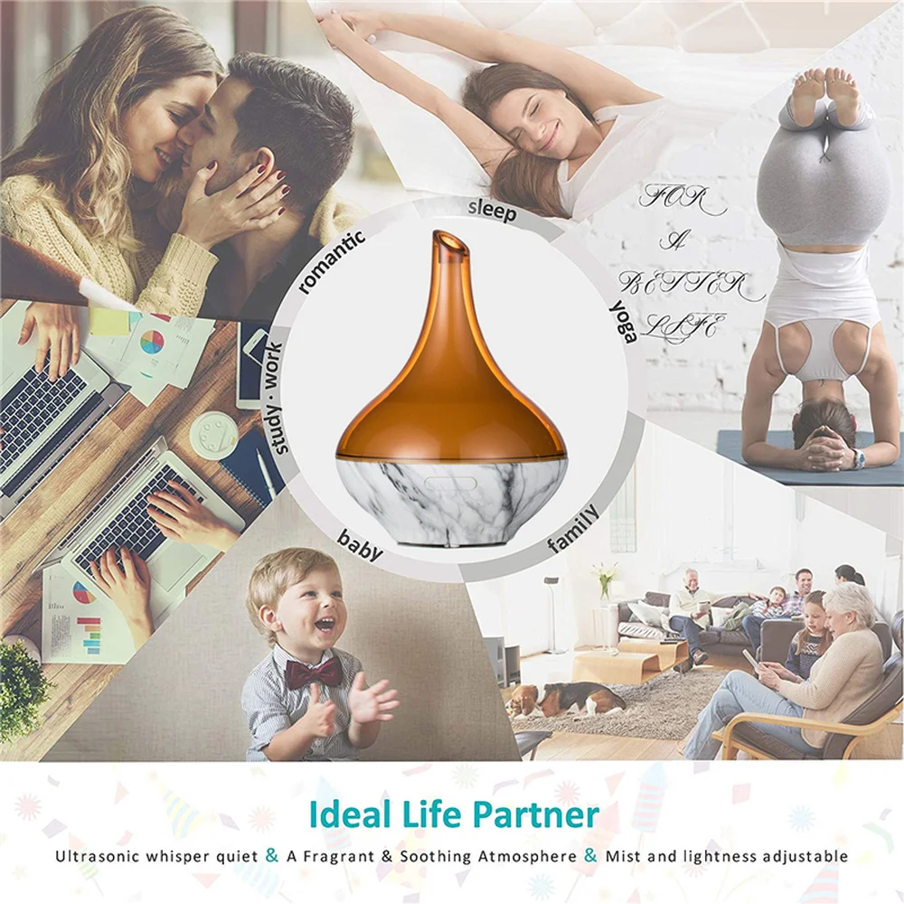 LISM 200ml Ultrasonic Air Humidifier Modern Marble Essential Oil Diffuser with LED Light for Home Yoga Mist Maker Aromatherapy | Бытовая