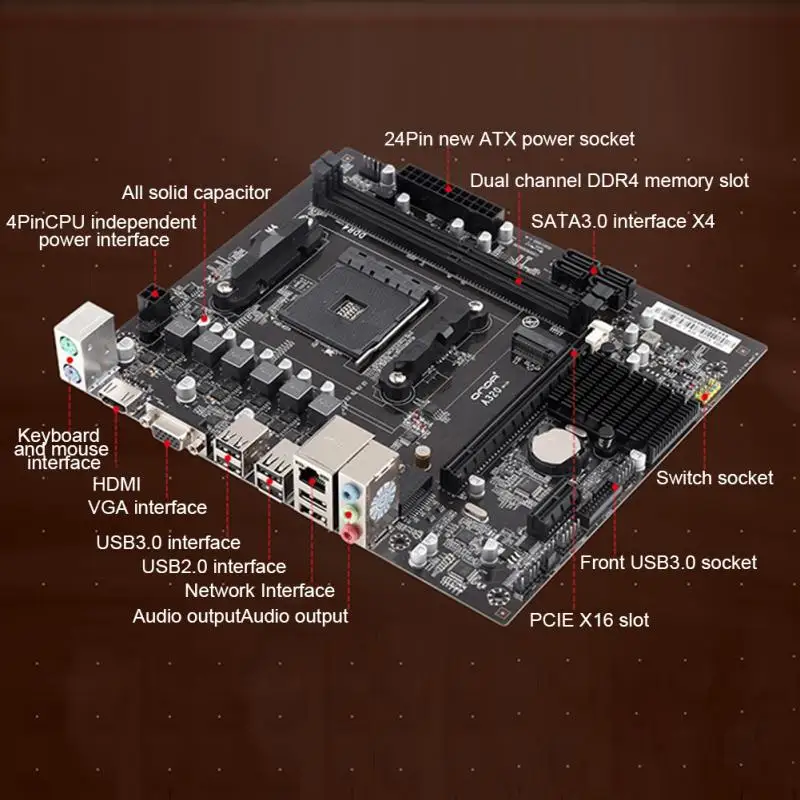 AMD A320V гнездо AM4 материнская плата M блок питания ATX 16 Гб 2 DDR4 2133 2400 2800 3000 SATA 3 0 для Ryzen 1