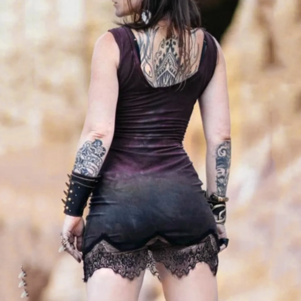 Готика Харадзюку Платье черного цвета в винтажном стиле Пикантные С НАБОРНЫМИ