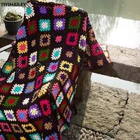 tiyihailey free shipping 2020 new fashion blanket 150120cm hand made knitting patchwork pattern winter autumn warm cotton