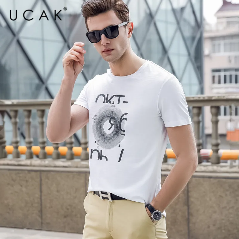 

UCAK Brand T-Shirt Men 2020 Summer New Arrival Casual Tee Shirt O-Neck Streetwear Tshirts Fashion Style 5 colors T Shirts U5063