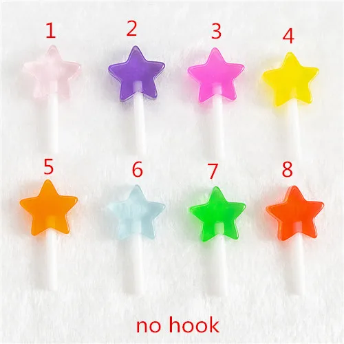 no hook 12 шт смешанные маленькие звезды леденец 38*20 мм Блестящий леденец милые плоские с оборота кабошоны из смолы украшения для сережек и кулонов - Цвет: no hook