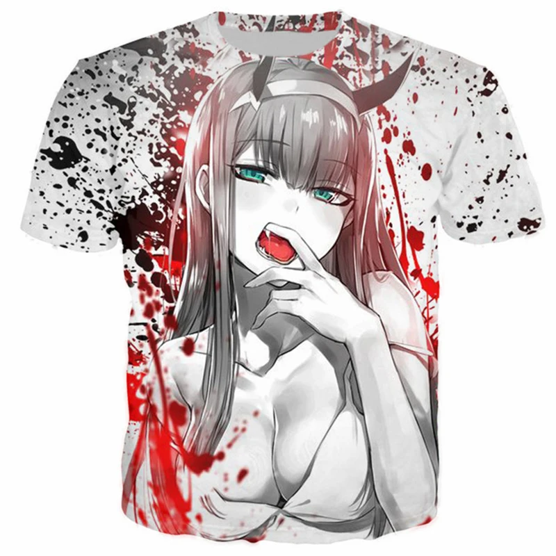 Футболки Zero Two Hero Girl с аниме хипстерские забавные крутые фрикционные фрикционы