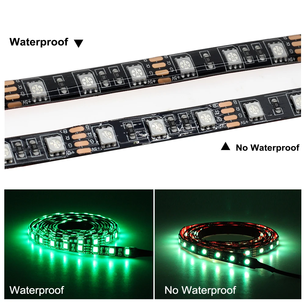 USB Светодиодная лента RGB DC5V гибкий светодиодный светильник RGB сменный цвет водонепроницаемая светодиодная лента 5050 50 см 1 м 2 м комплект
