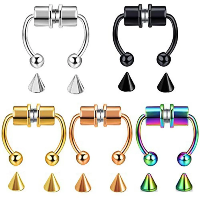 

GIOIOReusable Alloy Nose Ring Magnetic Fake Nose Piercing No Piercing Jewelry Party Bar New Arrival 2021