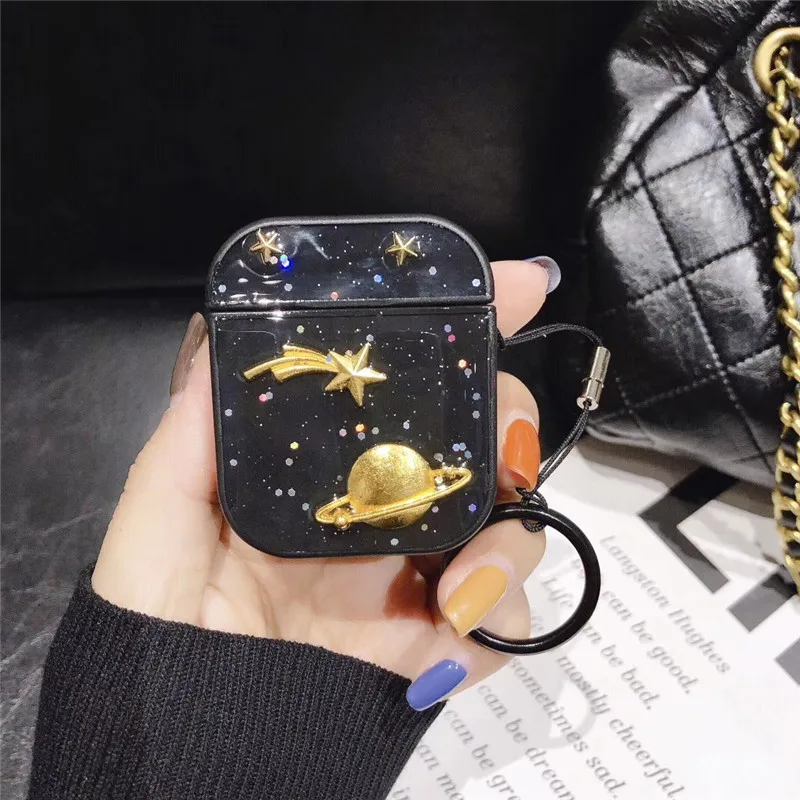 

Cute Silicone Headphone Case Luxury Planet Glitter Sequins Case For Apple Airpods Cover Box For airpod 2/1 Earphone Case Funda