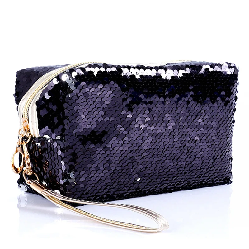 

Fashion Sequin Glitter Portable Cosmetic Bag Organizer Holder Small Makeup Case Travel Storage Beauty Wash Zipper Women Girl Box