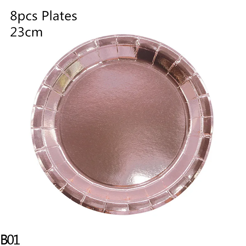 8pcs Plates 8/10 шт. розовое золото одноразовая посуда тарелка салфетки под чашки звезда Baby Shower одежда для свадьбы, дня рождения украшения свадебные принадлежности - Цвет: 8pcs Plates