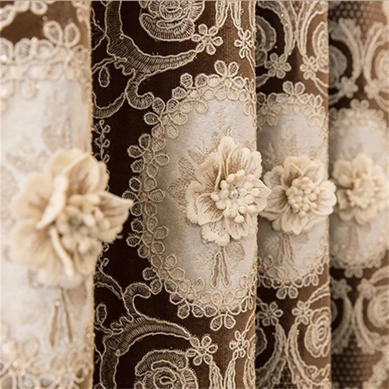 

Europe and America's top luxury 4D jacquard villa curtains for Bedrooms with high quality embroidered tulle for Living Room371#4
