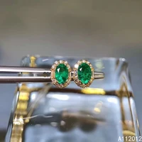 kjjeaxcmy fine jewelry 925 silver natural emerald new girl noble earrings hot selling ear stud support test chinese style