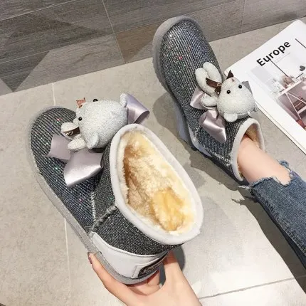 Зимние ботинки женские зимние короткие туфли новинка 2019 утолщенные бархатные