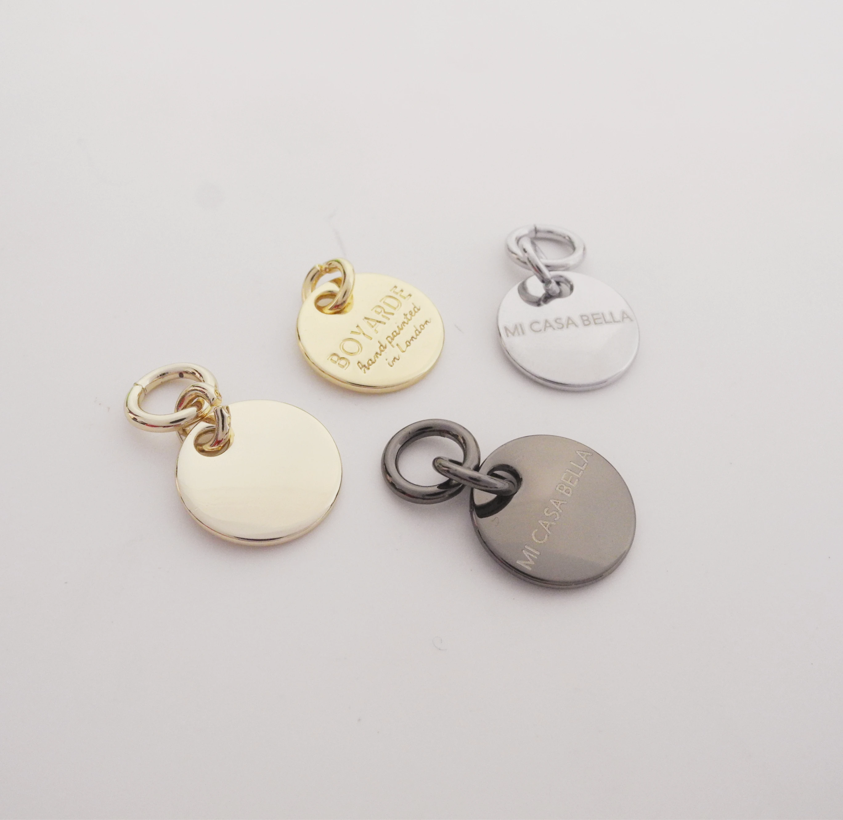 Bag Accessories ODM 100 Pcs  Laser Engraving,Personalize Jewelry Tag, Custom Metal Tag, Logo Engraved 16mm Round Tags ZP-002