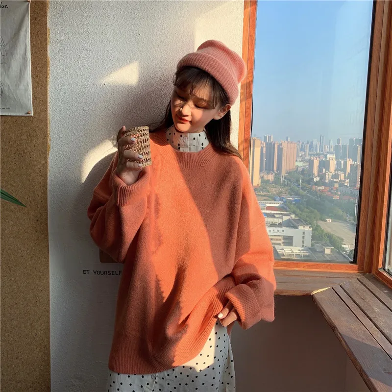 Женский свитер Корейская зимняя одежда 2019 размера плюс пуловер вязаный женский