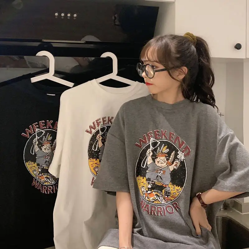 

P054 Short-sleeved t-shirt women loose Korean version