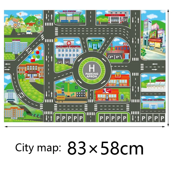 City map 83x58 Новинка 130X100 см, коврик для автомобиля в скандинавском стиле, коврик для детской игровой зоны, коврик для игры в городскую дорожную карту, складное здание для парковки - Цвет: City map 83x58