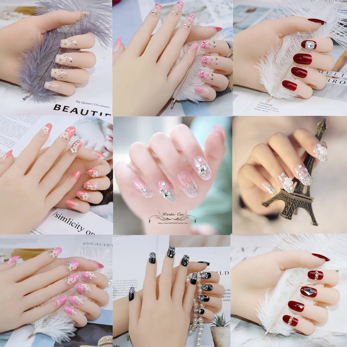 

The bride wears 24 pieces of nail art patches in a box, small and fresh, convenient and quick to use the nail art repeatedly
