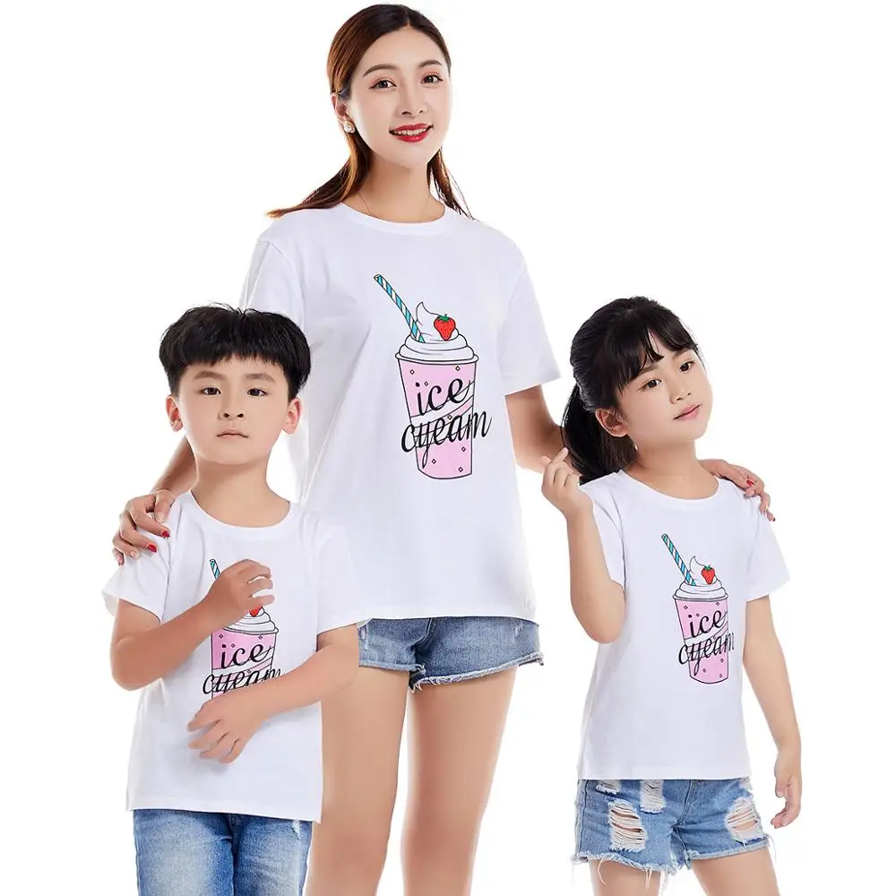 1PC Pure Cotton Summer Style Printed T Shirt Fashion Father Mother Kids Clothes Funny Family Look Short Sleeve Tee | Мать и ребенок