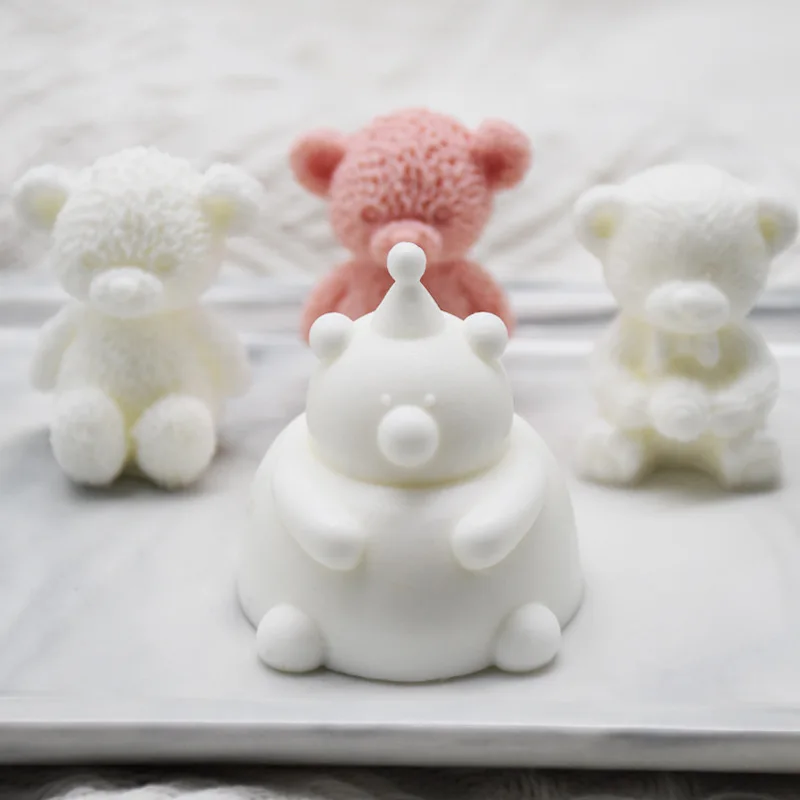 

3D Cute Bear Shape Silicone Fondant Cake Mold DIY Aromatherapy Candle Mould Chocolate Candy Baking Molds Cake Decoration