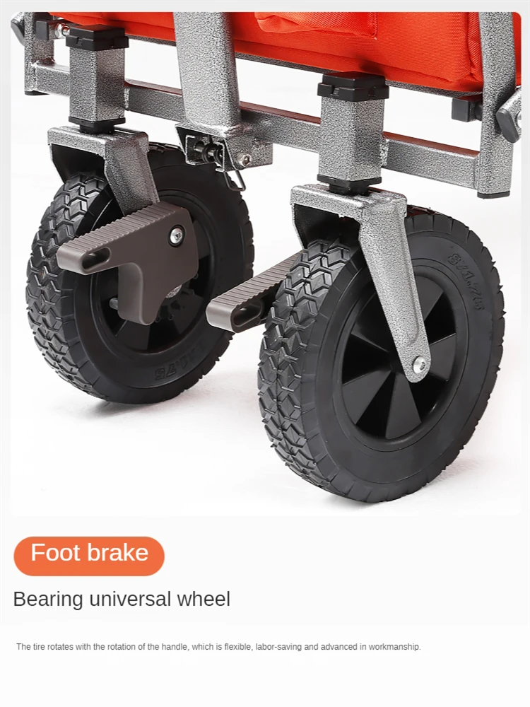 

Collapsible Outdoor Utility Wagon with Folding Table and Drink Holders Outdoor Garden Sport Heavy Duty Shopping Cart Push Wagon