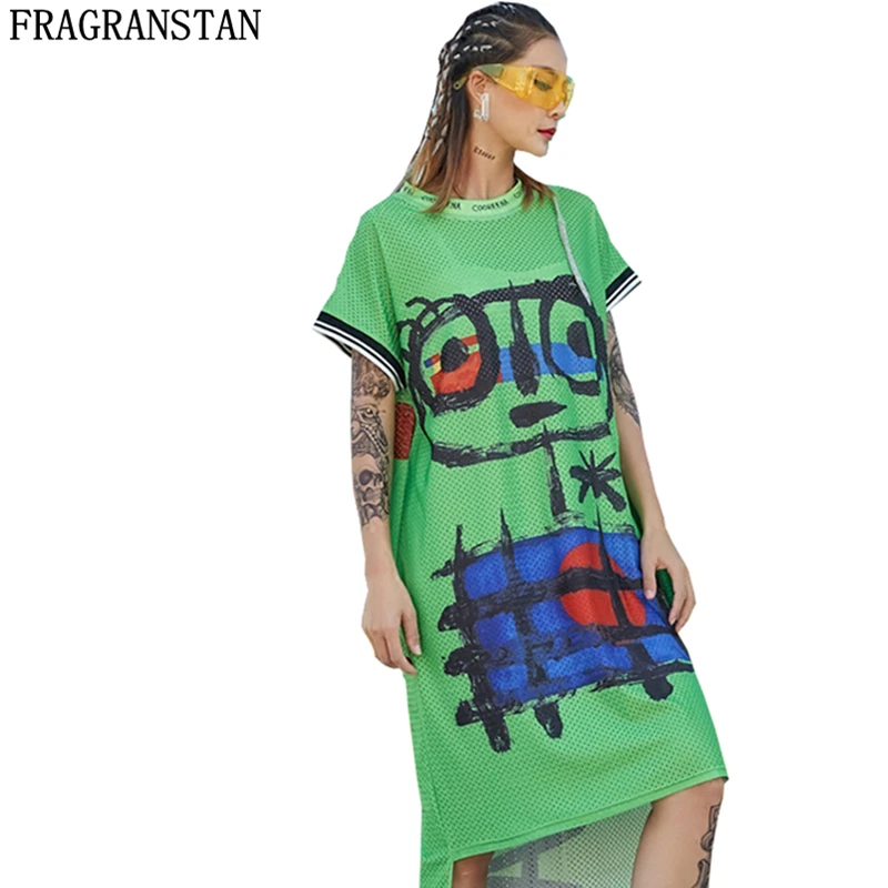 Женское платье с принтом в уличном стиле Повседневное свободного размера плюс