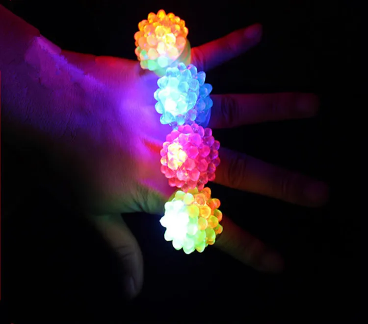 

[Funny] 36pcs/lot Flashing LED Light Up Toys Bumpy jelly Rings toy luminous Strawberry model ring girl evening of adornment gift