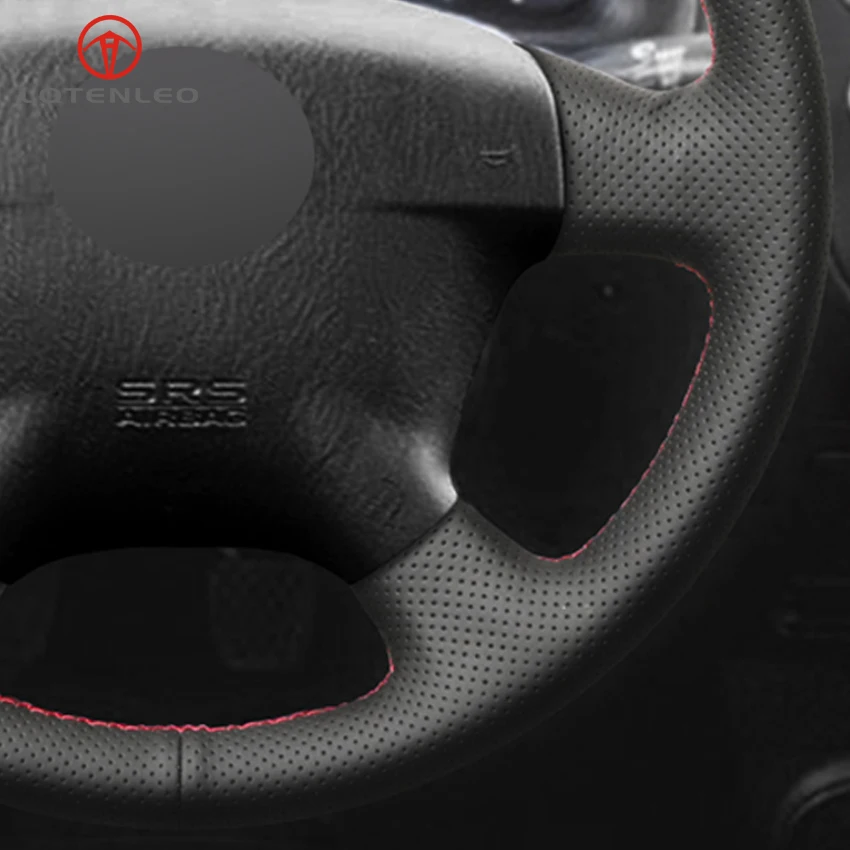 

LQTENLEO Black Genuine Leather Hand Sew Car Steering Wheel Cover for Honda Civic 2000 - 2005 Civic Hybrid 2003 Stream 2001