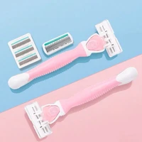 razor handle and 6 layer razor blades manual shaving for women use for bikinibodyfaceunderarm