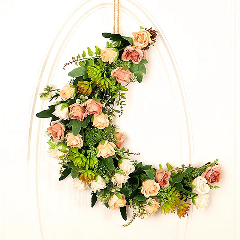 40 см Искусственный цветок розы дверной Кулон пластиковый Рождественский венок