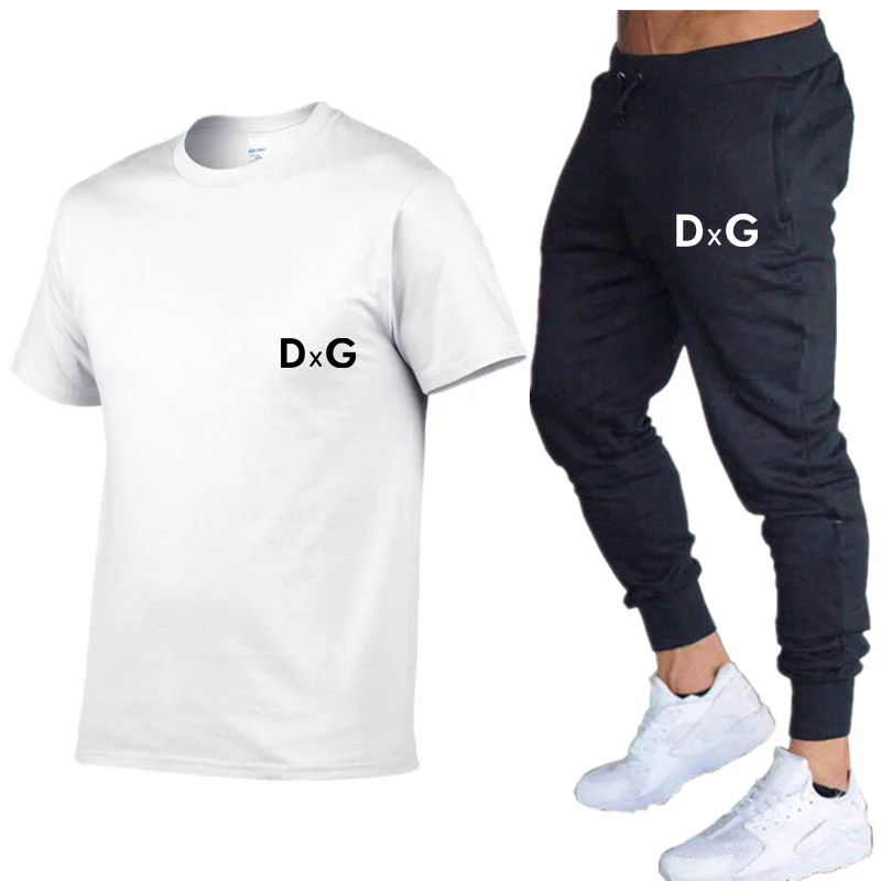 

2021 New Men's Summer Sports And Leisure Suit T-Shirt + Pants Track And Field Jogging Shirt