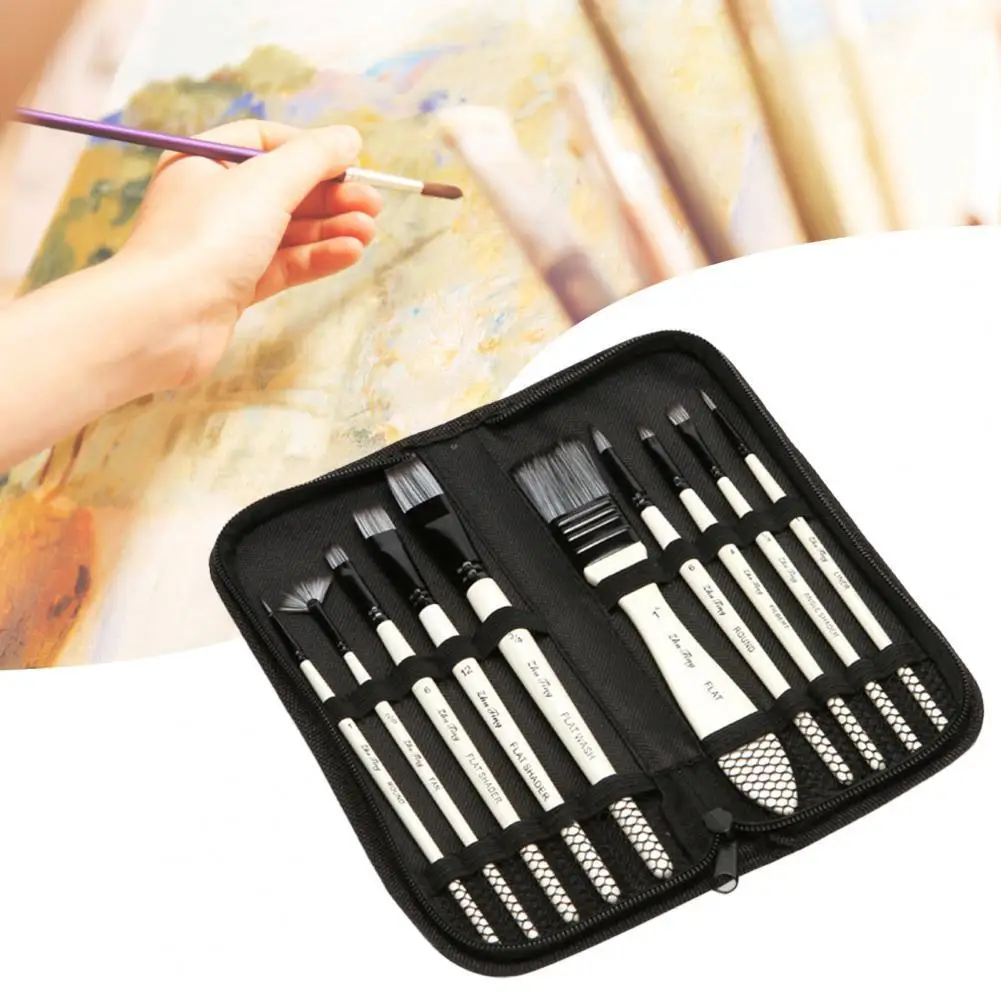 

10Pcs/Set Premium Artists Beginners Drawing Brush Set Nylon Watercolor Paint Brush Remarkable Details for Classroom