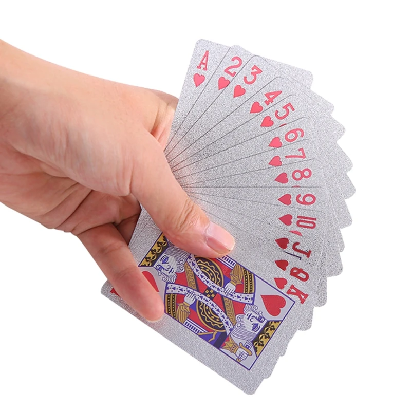 

Plastic Waterproof Playing Cards Silver Foil Christmas Style Poker Cards Board Game Card with Wooden Box