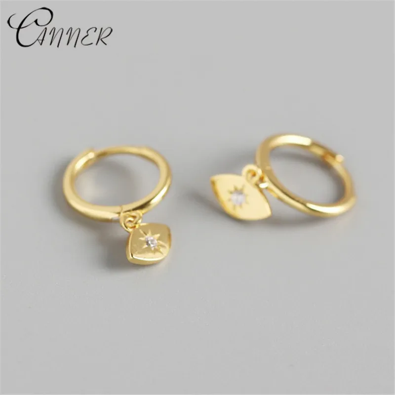 

CANNER Hoop Earrings for Women Small Zircon Eyes Tiny Huggie Hoops Earrings Minimalist 925 Sterling Silver Earrings